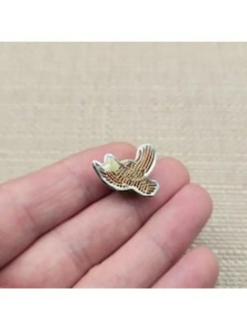 Vintage Flying Brown Bird and White Dove Peace Enamel Collector Lapel Pin A8339